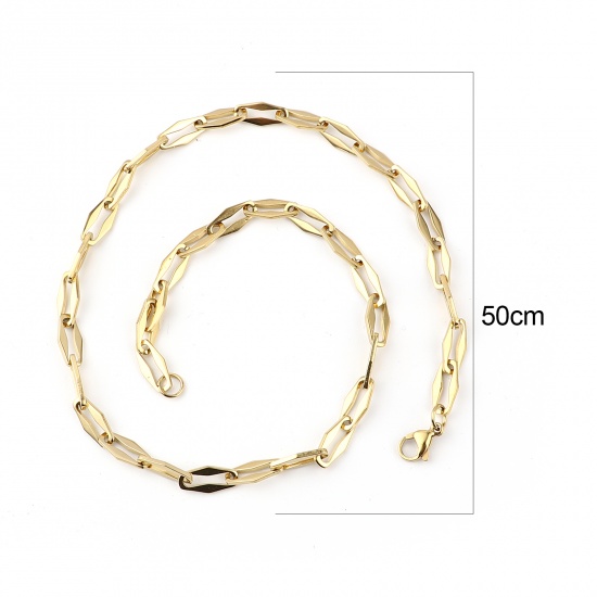 Picture of 1 Piece Vacuum Plating 304 Stainless Steel Necklace For DIY Jewelry Making Polygon Gold Plated 50cm(19 5/8") long