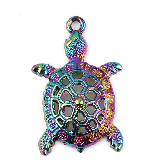 Picture of Zinc Based Alloy Ocean Jewelry Pendants Sea Turtle Animal Multicolor 39mm x 25mm, 3 PCs
