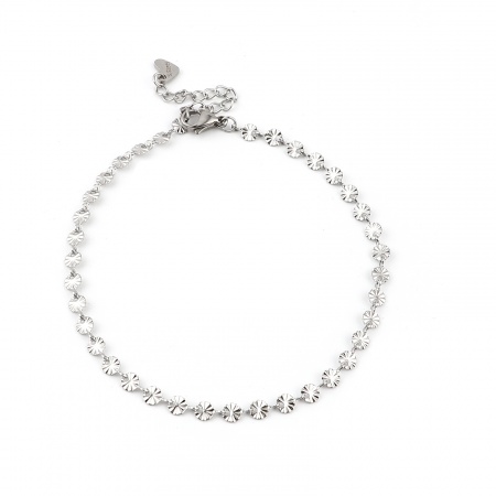 Bild von Großhandel Rund Geschnitzte Muster 304 Edelstahl Fußketten, Silberfarbe Frauen Stilvoll Minimalistisch Geschenk Schmuckbedarf, 23cm lang, 1 Strang