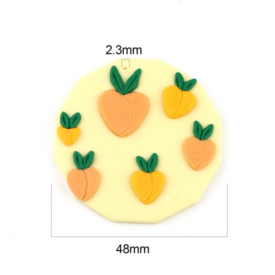 Picture of Polymer Clay Pendants Polygon Pale Yellow Peach 49mm x 49mm, 2 PCs