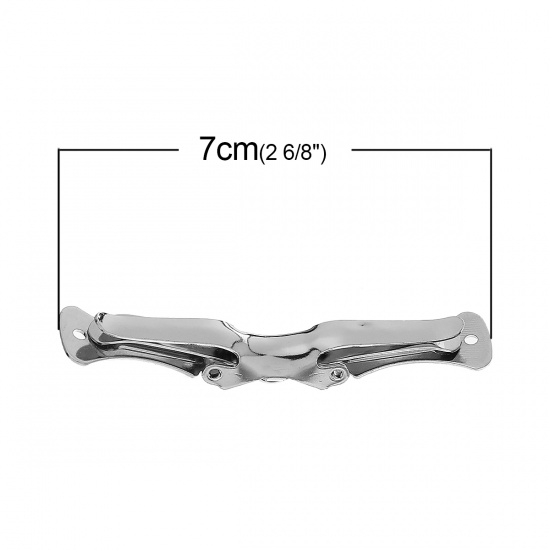 Picture of Brass Men Fashion Necktie Tie Clasps Irregular Silver Tone 70mm(2 6/8") x 13mm( 4/8"), 10 PCs