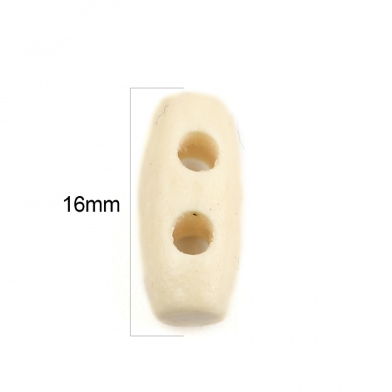 Picture of Wood Sewing Toggle Buttons Scrapbooking Two Holes Barrel Natural 16mm x 7mm, 100 PCs