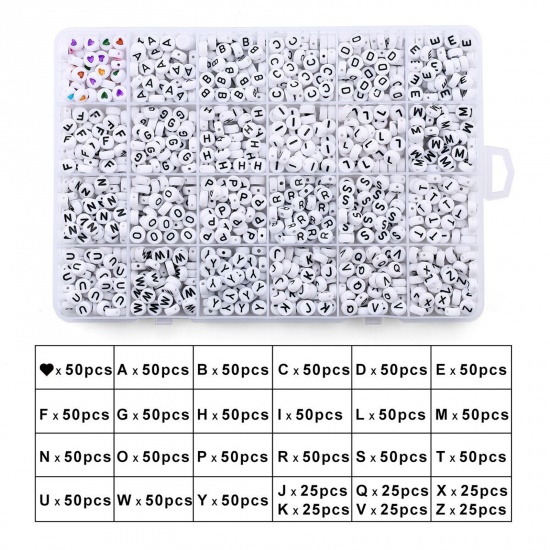 Immagine di Acrilato Perline Colore Misto Lettera Maiuscola 4mm Dia, 1 Serie ( 1200 Pz/Scatola)