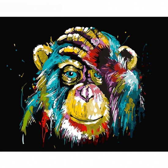 Picture of Fabric Frameless Wall Picture Decor Multicolor Rectangle Monkey 50cm x 40cm, 1 Set