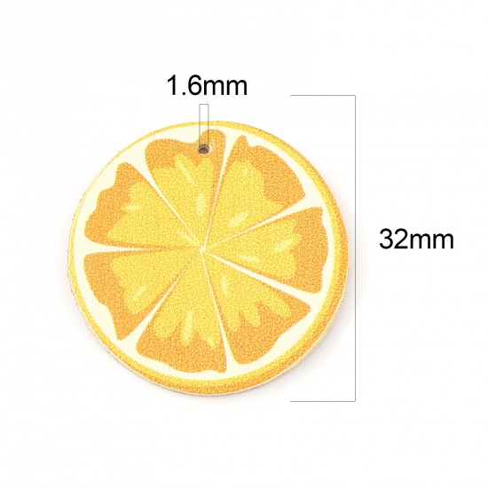 Picture of PU Leather Pendants Orange Fruit Orange 32mm Dia., 5 PCs
