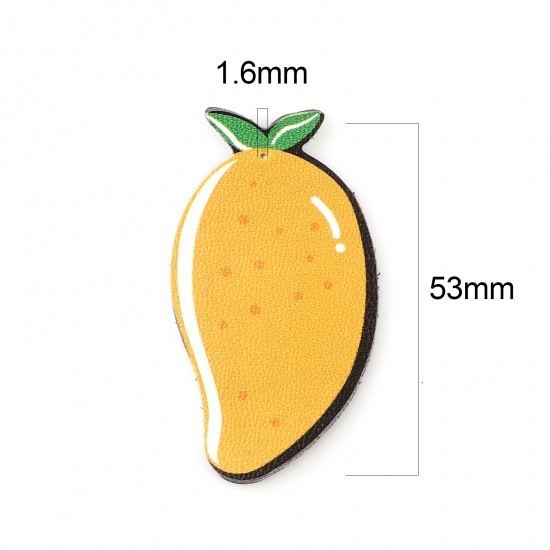 Picture of PU Leather Pendants Mango Fruit Orange 53mm x 28mm, 5 PCs
