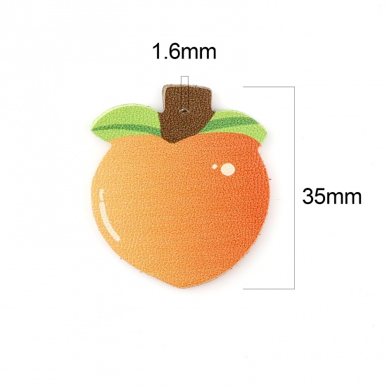 Picture of PU Leather Pendants Peach Orange 35mm x 31mm, 5 PCs