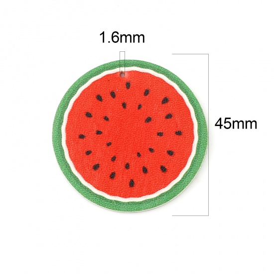 Изображение PU Подвески Арбуз Красный & Зеленый 45мм диаметр, 5 ШТ