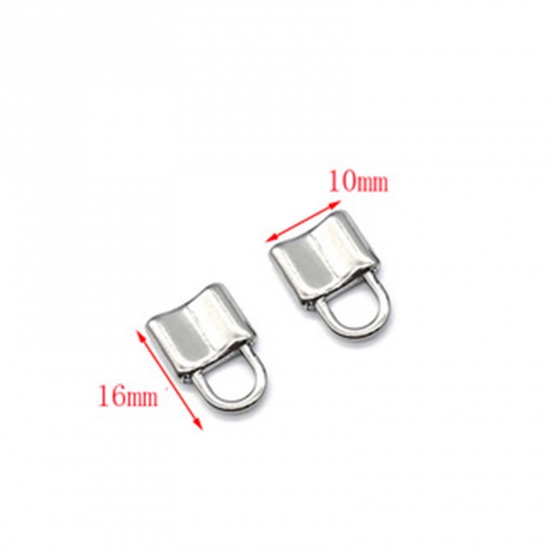 Immagine di Acciaio Inossidabile Charms Serratura Tono Argento 16mm x 10mm, 3 Pz