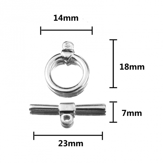 Immagine di Acciaio Inossidabile Alternare Fermagli Anello Tono Argento 24mm x 7mm 18mm x 14mm, 2 Seri