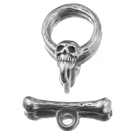 Bild von Edelstahl-Kippverschlüsse Runder Schädel Silberton 23 mm x 15 mm 23 mm x 6 mm, 2 Sets