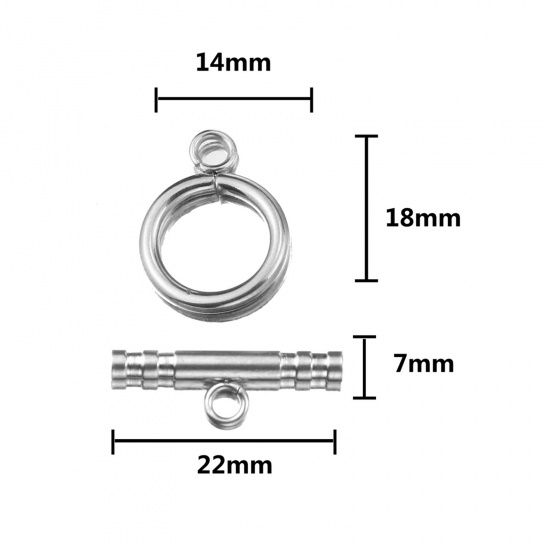 Immagine di Acciaio Inossidabile Alternare Fermagli Anello Tono Argento 22mm x 7mm 18mm x 14mm, 2 Seri