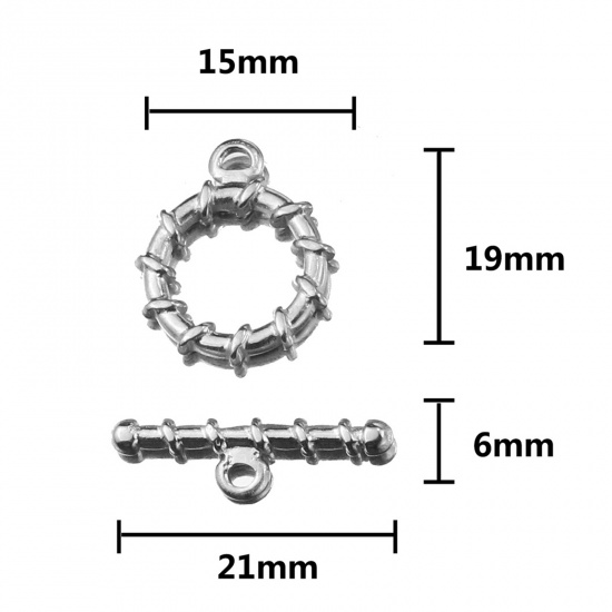 Immagine di Acciaio Inossidabile Alternare Fermagli Salvagente Tono Argento 22mm x 7mm 19mm x 16mm, 2 Seri