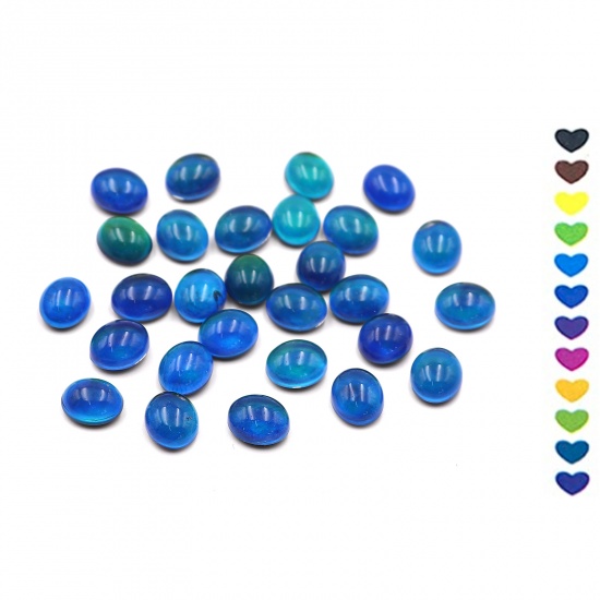 Picture of Glass Color Change Temperature Sensing Dome Seals Cabochon Oval Flatback Multicolor 12mm x 10mm, 5 PCs
