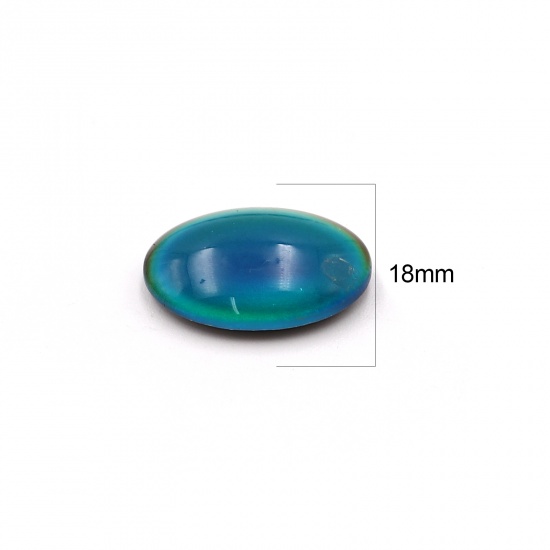 Picture of Glass Color Change Temperature Sensing Dome Seals Cabochon Oval Flatback Multicolor 18mm x 13mm, 5 PCs