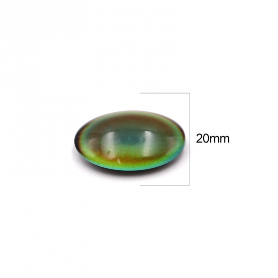 Picture of Glass Color Change Temperature Sensing Dome Seals Cabochon Oval Flatback Multicolor 20mm x 15mm, 5 PCs