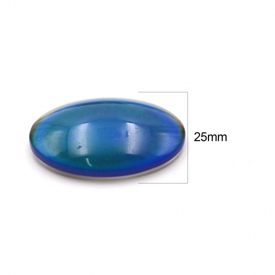 Picture of Glass Color Change Temperature Sensing Dome Seals Cabochon Oval Flatback Multicolor 25mm x 18mm, 5 PCs