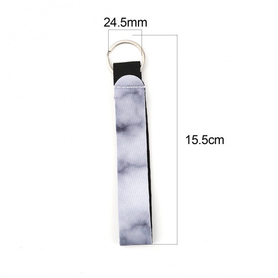 Bild von Neopren Schlüsselkette & Schlüsselring Silberfarbe Grau Rechteck 15.5cm, 2 Stück