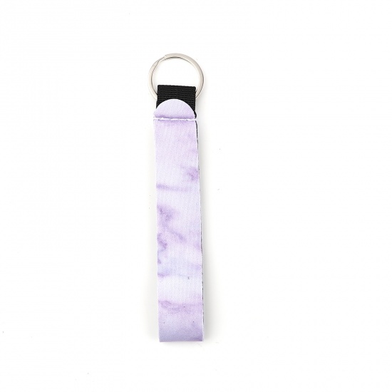 Bild von Neopren Schlüsselkette & Schlüsselring Silberfarbe Lila Grau Rechteck 15.5cm, 2 Stück