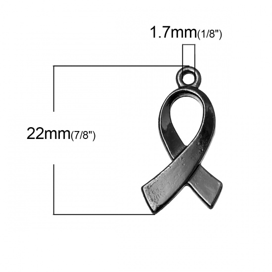 Picture of Zinc Metal Alloy Charms Ribbon Gunmetal 22mm( 7/8") x 12mm( 4/8"), 20 PCs