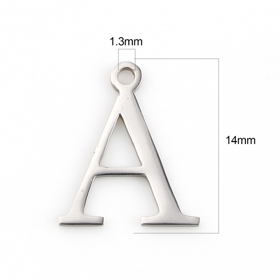 Picture of 304 Stainless Steel Charms Mixed Silver Tone Greek Alphabet 15mm x 14mm - 13mm x 13mm, 1 Set ( 24 PCs/Set)