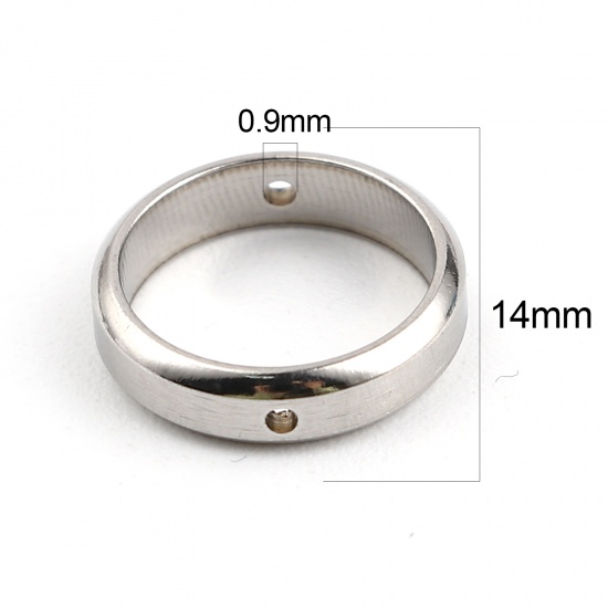 Picture of 304 Stainless Steel Beads Frames Circle Ring Silver Tone (Fits 8mm Beads) 12mm Dia., 2 PCs