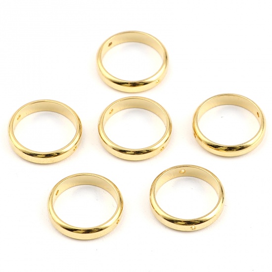 Picture of 304 Stainless Steel Beads Frames Circle Ring Gold Plated (Fits 8mm Beads) 14mm Dia., 2 PCs