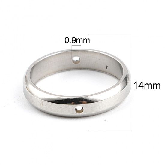 Picture of 304 Stainless Steel Beads Frames Circle Ring Silver Tone (Fits 8mm Beads) 14mm Dia., 2 PCs