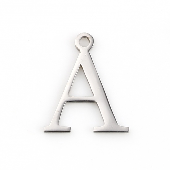 Picture of 304 Stainless Steel Charms Silver Tone Greek Alphabet 14mm x 12mm, 1 Piece