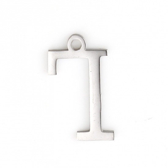 Picture of 304 Stainless Steel Charms Silver Tone Greek Alphabet 14mm x 9mm, 1 Piece