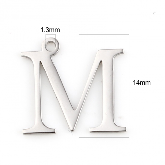 Picture of 304 Stainless Steel Charms Silver Tone Greek Alphabet 15mm x 14mm, 1 Piece