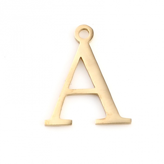 Picture of 1 Piece Vacuum Plating 304 Stainless Steel Charms Gold Plated Greek Alphabet 14mm x 12mm