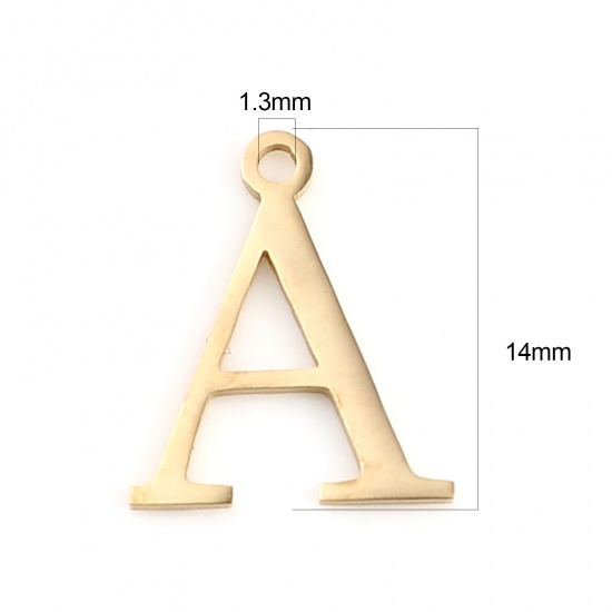 Picture of 1 Piece Vacuum Plating 304 Stainless Steel Charms Gold Plated Greek Alphabet 14mm x 12mm