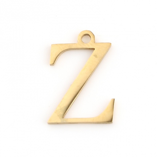 Picture of 1 Piece Vacuum Plating 304 Stainless Steel Charms Gold Plated Greek Alphabet 14mm x 10mm