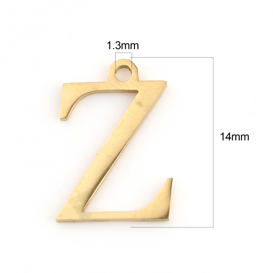 Picture of 1 Piece Vacuum Plating 304 Stainless Steel Charms Gold Plated Greek Alphabet 14mm x 10mm