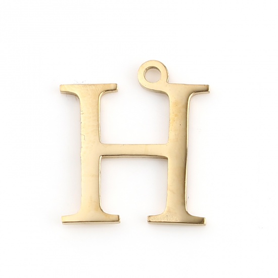 Picture of 1 Piece Vacuum Plating 304 Stainless Steel Charms Gold Plated Greek Alphabet 14mm x 12mm