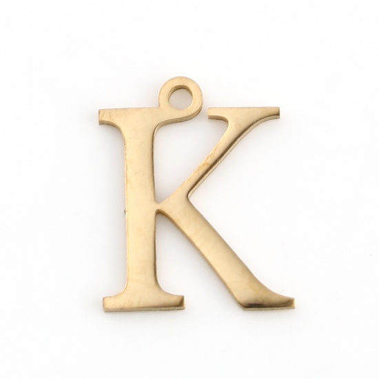 Picture of 1 Piece Vacuum Plating 304 Stainless Steel Charms Gold Plated Greek Alphabet 14mm x 11mm