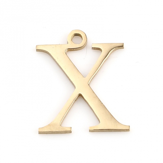 Picture of 304 Stainless Steel Charms Gold Plated Greek Alphabet 14mm x 12mm, 1 Piece