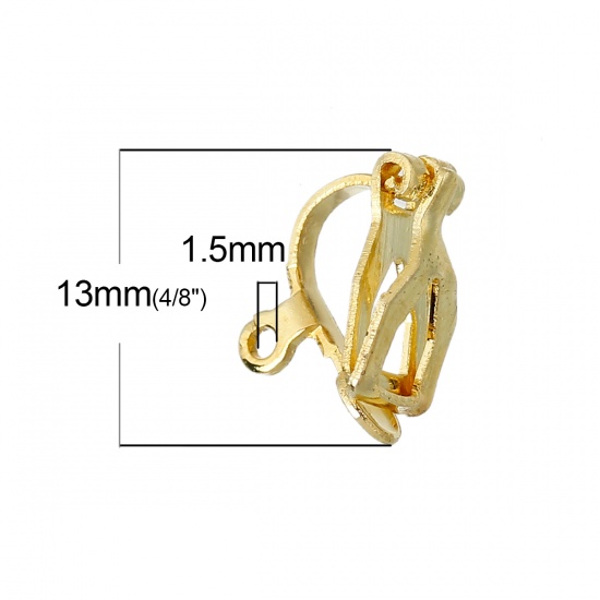 Bild von Zinklegierung Ohrring Ohrclip Stopper Ohrringe Vergoldet 13mm x 10mm, 50 Stücke