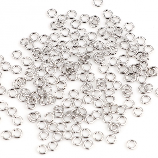 Picture of 0.6mm Brass Open Jump Rings Findings Circle Ring Real Platinum Plated 3mm Dia., 50 PCs                                                                                                                                                                        