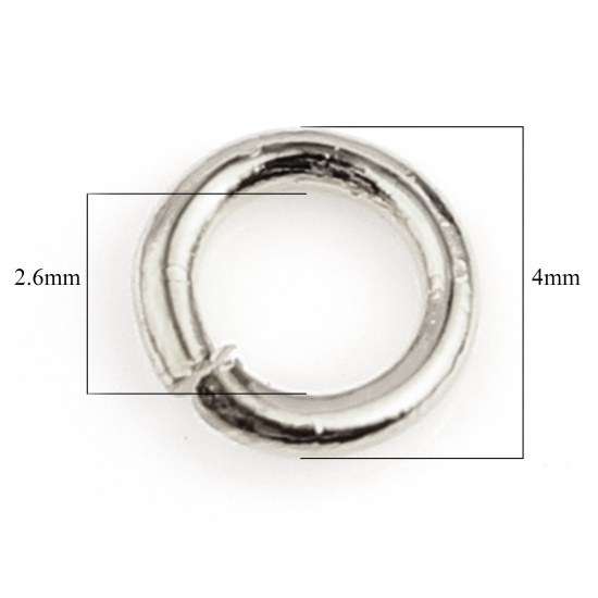 Picture of 0.7mm Copper Open Jump Rings Findings Circle Ring Real Platinum Plated 4mm Dia., 50 PCs