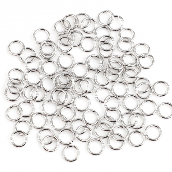 Picture of 0.7mm Copper Open Jump Rings Findings Circle Ring Real Platinum Plated 5mm Dia., 50 PCs