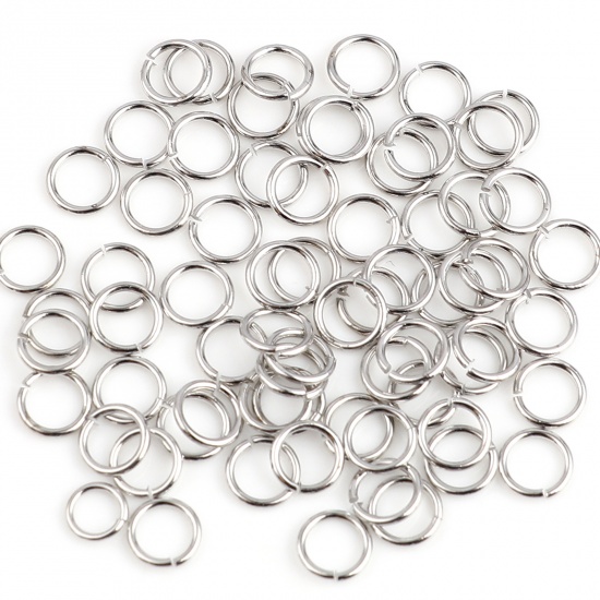 Picture of 0.8mm Copper Open Jump Rings Findings Circle Ring Real Platinum Plated 6mm Dia., 50 PCs