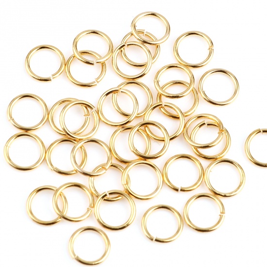 Picture of 1mm Copper Open Jump Rings Findings Circle Ring Real Gold Plated 8mm Dia., 50 PCs