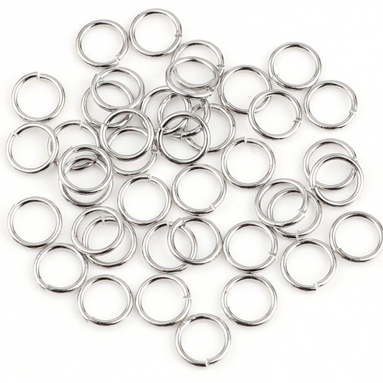 Picture of 1mm Brass Open Jump Rings Findings Circle Ring Real Platinum Plated 8mm Dia., 50 PCs                                                                                                                                                                          