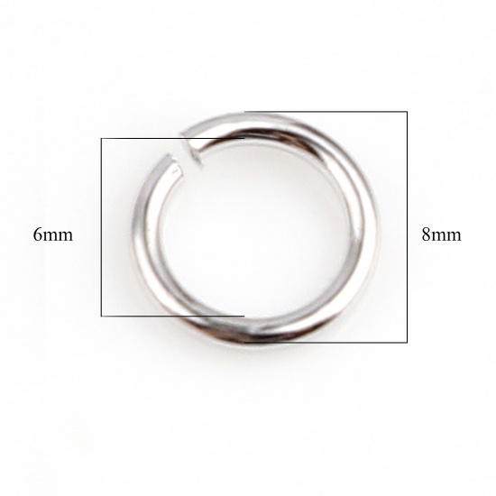 Picture of 1mm Copper Open Jump Rings Findings Circle Ring Real Platinum Plated 8mm Dia., 50 PCs