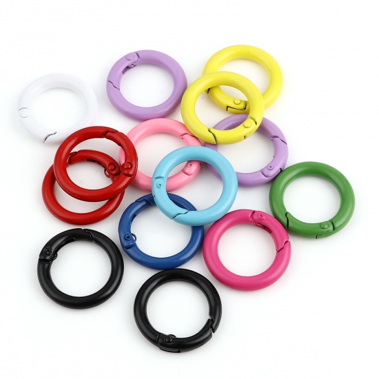 Picture of Iron Based Alloy Keychain & Keyring At Random Color Circle Ring 25mm Dia, 10 PCs