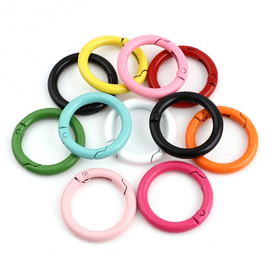 Picture of Iron Based Alloy Keychain & Keyring At Random Color Circle Ring 34mm Dia, 5 PCs
