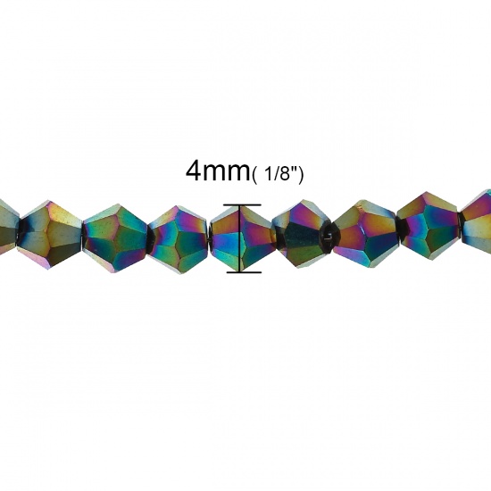 Изображение Стеклянные Бусины, Биконусы, Разноцветный Шлифованный 4мм x 4мм, 1мм, 46.8cm длина, 2 Нитки 119 шт / 1 нитка