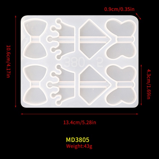 Image de Moule en Silicone Nœuds Papillon Couronnes Blanc Accessoires De Paille 13.4cm x 10.6cm, 1 Pièce